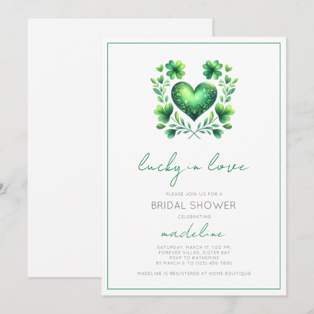 Elegant Lucky in Love Bridal Shower Invitation (Front/Back)
