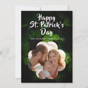 Elegant Lucky Shamrock Photo St. Patrick's Day Holiday Card