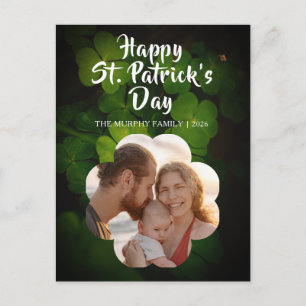 Elegant Lucky Shamrock Photo St. Patrick's Day Holiday Postcard