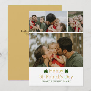 Elegant lucky shamrock st. Patrick's Day 4 Photo Holiday Card