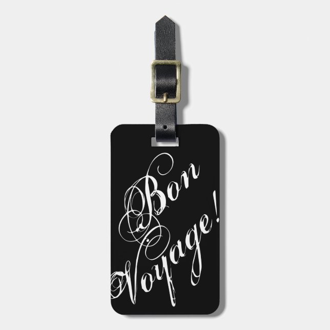 Elegant luggage tag with text | Bon Voyage! (Front Vertical)