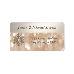 Elegant luminous bokeh Christmas snowflake Label