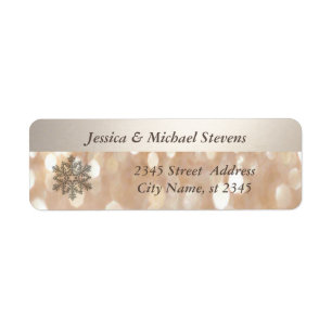 Elegant luminous bokeh Christmas snowflake Return Address Label
