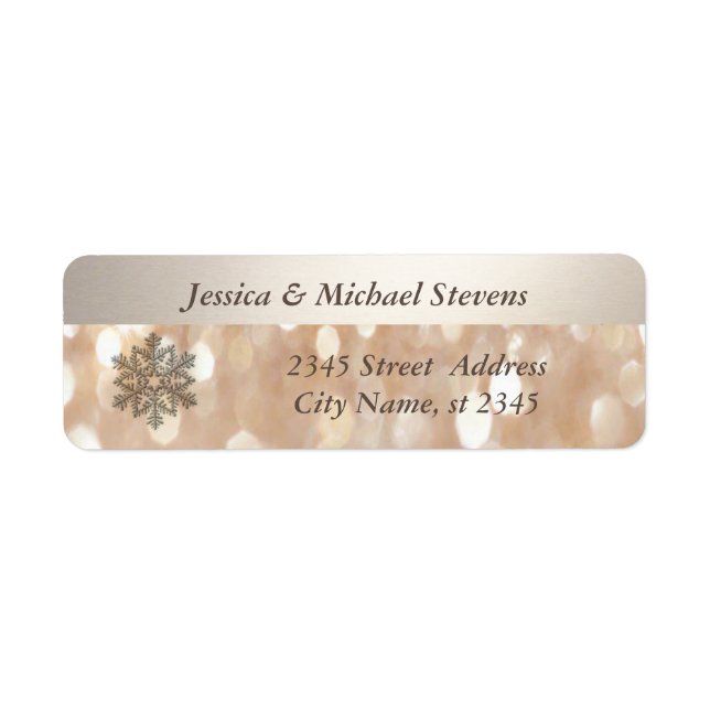 Elegant luminous bokeh Christmas snowflake Return Address Label (Front)