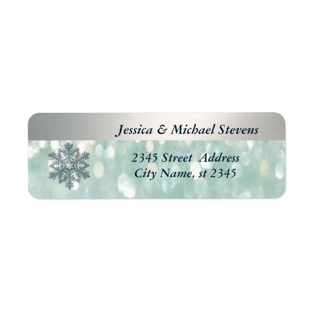 Elegant luminous bokeh Christmas snowflake Return Address Label (Front)