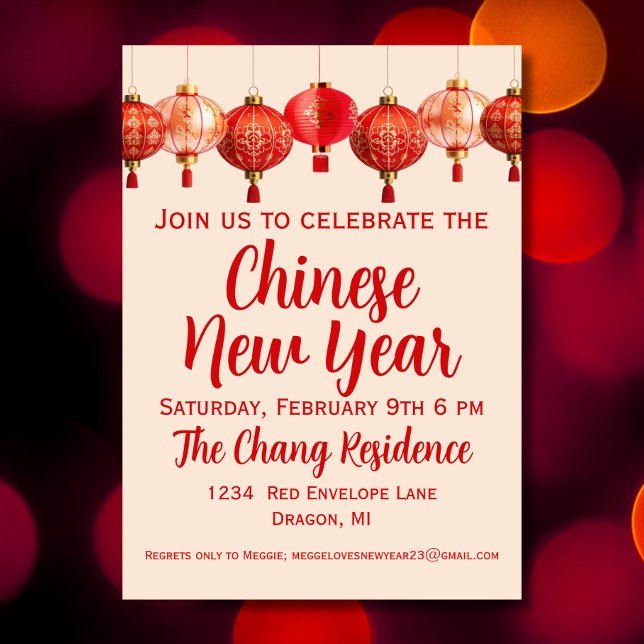 Elegant Lunar New Year Lantern Chinese New Year Invitation (Creator Uploaded)