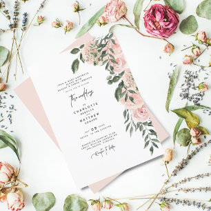 Elegant Lush Blush Floral Both Parents Wedding   Invitation