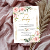 Elegant lush pink floral gold boho oh baby shower