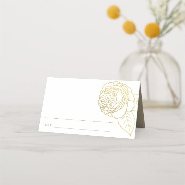 ELEGANT LUX NAVY GOLD ROSE FLORAL BAR BAT MITZVAH PLACE CARD (Front)