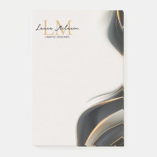 Elegant Luxe Aesthetics Monogram Black Veil  Post-it Notes