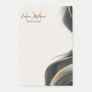 Elegant Luxe Aesthetics Monogram Black Veil Post-it Notes