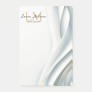 Elegant Luxe Aesthetics Monogram White Veil Post-it Notes