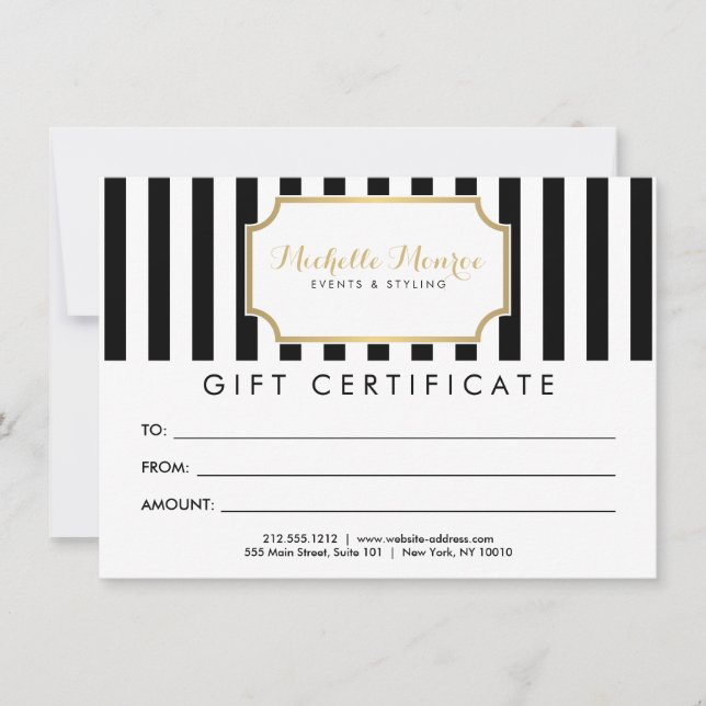 Elegant Luxe Bold Stripes Gift Certificate (Front)