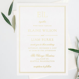 Elegant Luxe Gold Calligraphy Modern Wedding   Foi