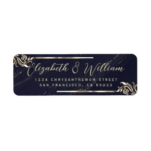 Elegant luxe Gold Frame & Marble Return Address La Return Address Label