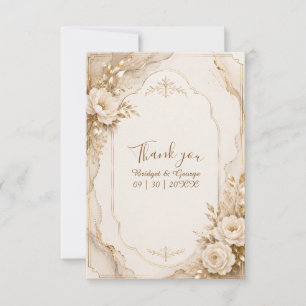 elegant Luxe Wedding Marble Peony Romance Thank You Card
