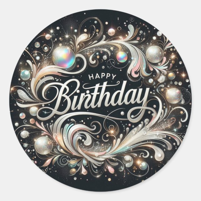 Elegant Luxurious Birthday Sticker (Front)