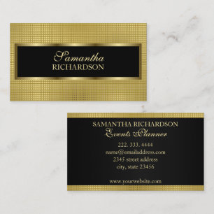 Elegant Luxurious Black And Gold Geometric Mesh Business Card