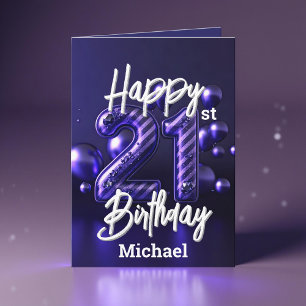 Elegant Luxurious Chic Purple 21st Birthday Card