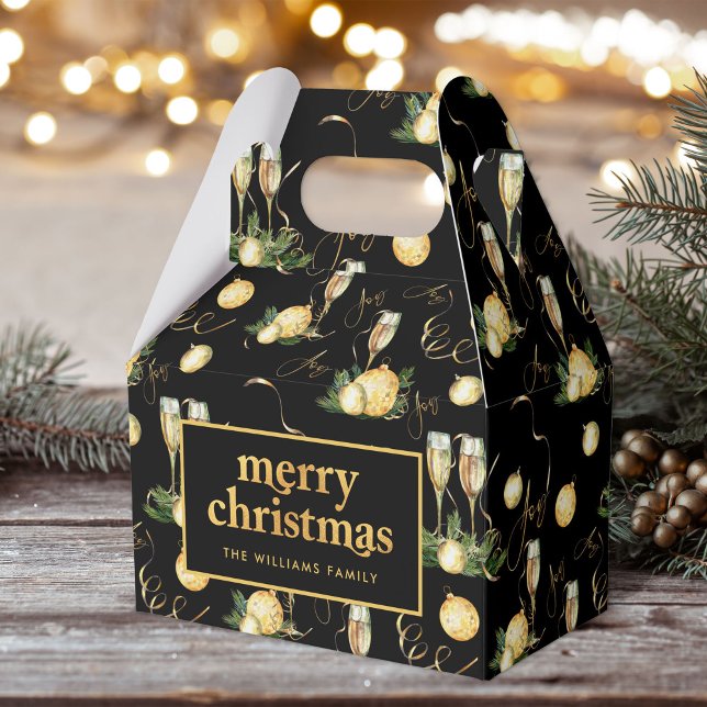 Elegant Luxurious Christmas Party Black Gold Favour Box (Creator Uploaded)