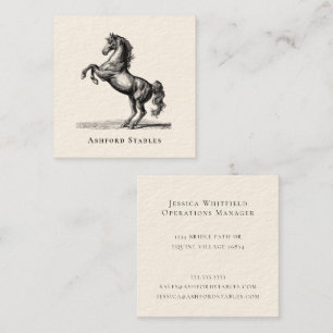 Elegant Luxurious Equestrian Vintage Horse Square Business Card