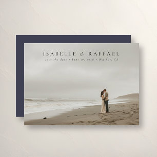 Elegant Luxurious Formal Photo Dark Blue Wedding Save The Date