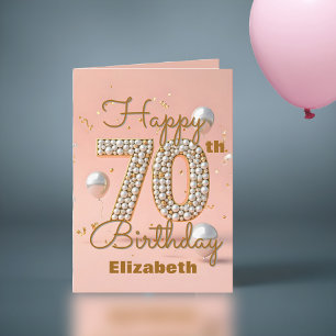 Elegant Luxurious Gold and Soft Pink 70th Birthday Card