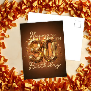 Elegant Luxurious Gold Brown 30th Birthday Postcard