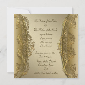 Elegant luxurious gold damask wedding invitations