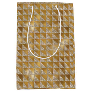 Elegant Luxurious Gold Silver Glitter Sparkle Medium Gift Bag