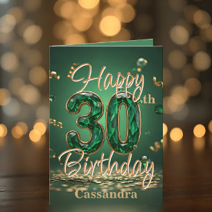 Elegant Luxurious Green and Gold 30th Birthday Card