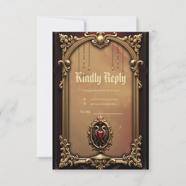 Elegant luxurious heart emblem. RSVP card (Front)