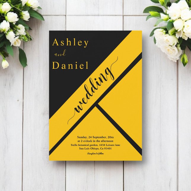 Elegant Luxury Black And Gold Chic Gilded Wedding Invitation (Creator Uploaded)