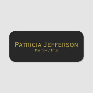 Elegant Luxury Black And Golden Font: Professional Name Tag