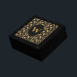Elegant Luxury Black Gold Leaf Pattern Gift Box<br><div class="desc">Give your loved one a touch of class with this elegant gold leaf and black monogram design. This product features a pretty gold leaf pattern with a vintage feel. Personalise with the monogram letter of your choice. It's a perfect gift box to put your treasured mementos.</div>