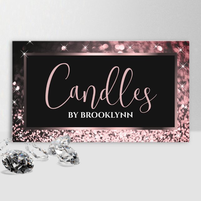 Elegant Luxury Black Rose Gold Sparkling Glitter  Business Card (Creator Uploaded)