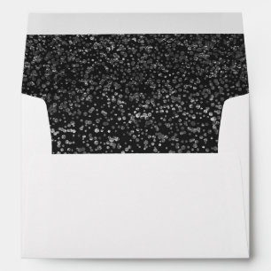 Elegant Luxury Black Silver Confetti 5X7 Wedding Envelopes