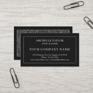 Elegant Luxury Black Silver Mandala Professional Business Card