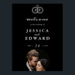 Elegant Luxury Black White Monogram Photo Wedding Poster<br><div class="desc">Romantic Chic Simple Black and White Luxury Calligraphy Heart Tied Rings Monogram Photo Wedding Poster.</div>