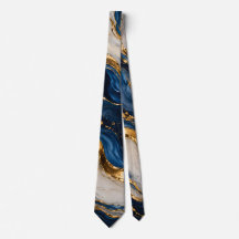 Elegant Luxury Blue and Gold Marble Neck Tie