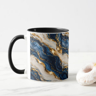 Elegant Luxury Blue and Gold Marble Two-Tone Mug