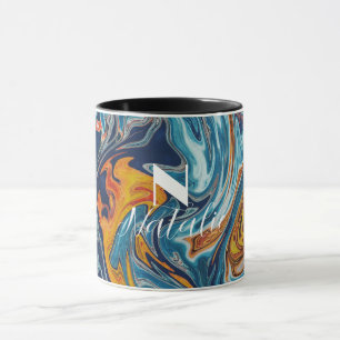 Elegant Luxury Blue Gold Monogram         Mug
