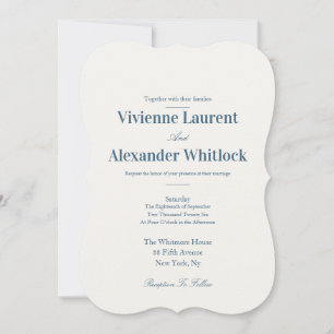 Elegant Luxury Blue Minimalist Timeless Wedding Invitation