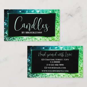 Elegant Luxury Bright Green Sparkling Glitter Business Card