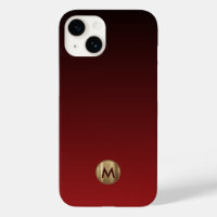 Elegant Luxury Brushed Gold Monogram Red