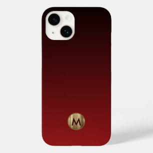 Elegant Luxury Brushed Gold Monogram Red Case-Mate iPhone 14 Case