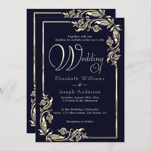 Elegant Luxury Budget Gold Floral Frame Wedding In Invitation