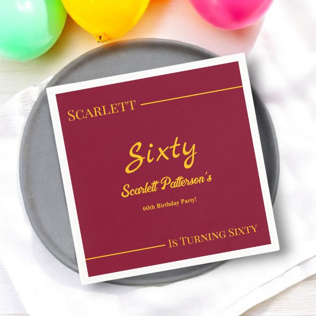 Elegant Luxury Burgundy And Gold Modern Birthday Napkin (Creator Uploaded)