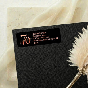 Elegant Luxury Chic Rose Gold 70th Birthday Return Address Label