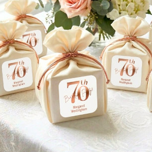 Elegant Luxury Chic Rose Gold 70th Birthday Square Sticker